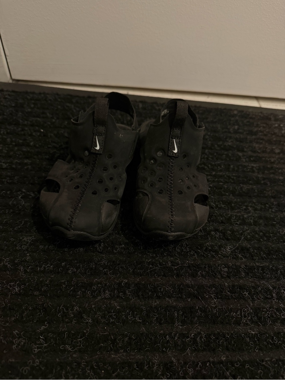 Nike Kids Black Slip-On Water Shoes with Drainage Holes